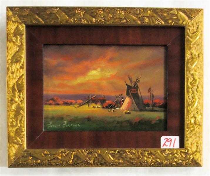 Appraisal: HEINIE HARTWIG OIL ON BOARD California born Indian encampment under