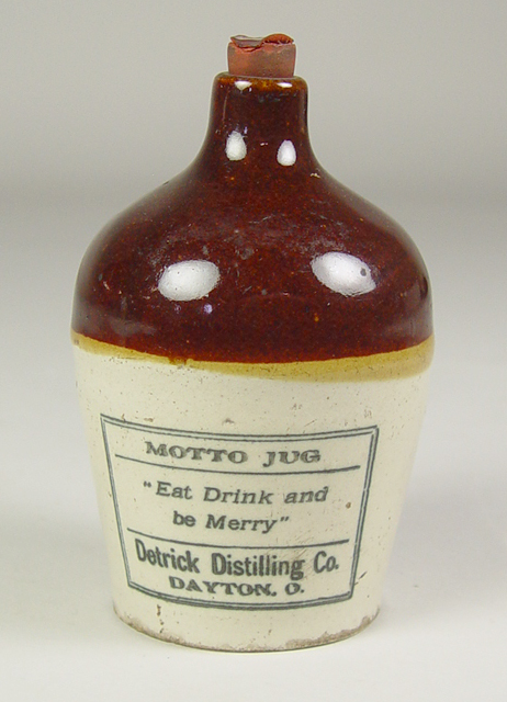 Appraisal: Miniature Whiskey Jug Late 's to early 's Marked Detrick