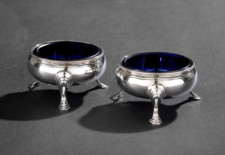 Appraisal: Pair of George III Hester Bateman Sterling Silver Salt Cellars