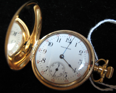 Appraisal: GOLD POCKET WATCH American Waltham Watch Co model size with