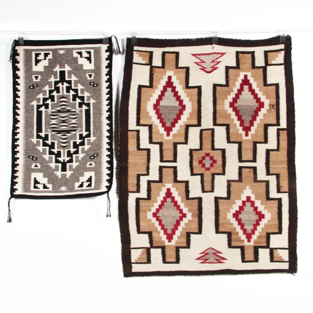 Appraisal: TWO NAVAJO WOOL NATIVE AMERICAN WEAVING RUGS X LARGEST Two