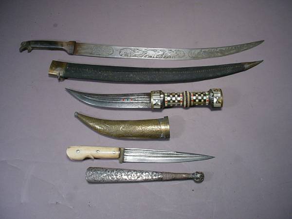 Appraisal: A lot of three Middle Eastern knivesearly th century Including