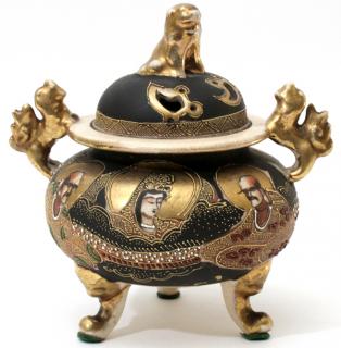 Appraisal: JAPANESE SATSUMA EARTHENWARE CENSER C JAPANESE SATSUMA EARTHENWARE CENSER C