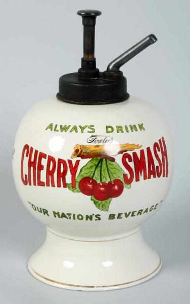 Appraisal: Cherry Smash -Cent Ceramic Syrup Dispenser Circa s with original