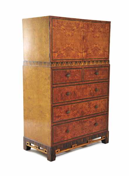 Appraisal: WARING AND GILLOW LTD ENGLAND A TALL CABINET c amboyna