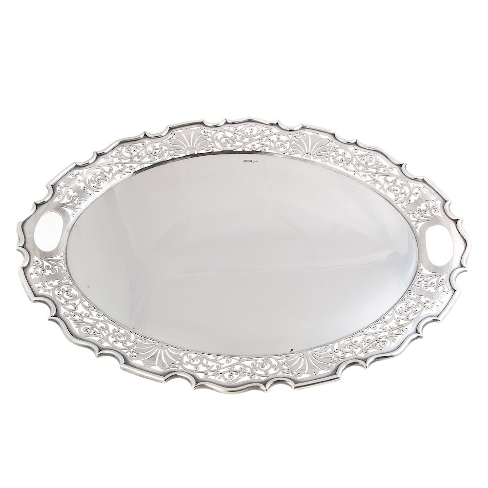 Appraisal: Edward VII Open Worked Sterling Silver Tray Walker Hall Sheffield