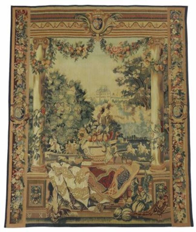 Appraisal: Gobelins style woven tapestry Chateau de Versailles th c fruit