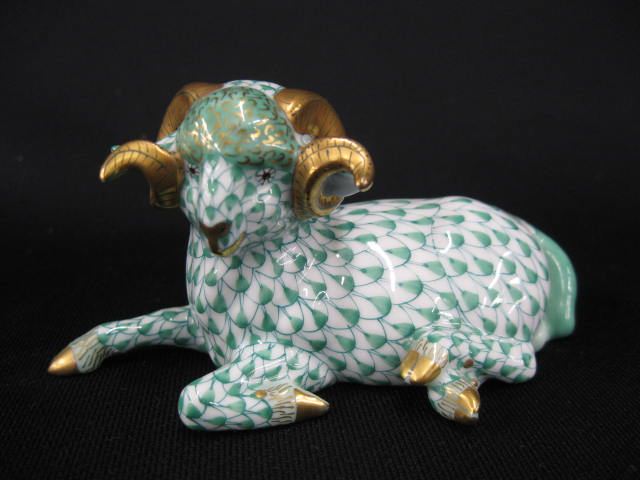 Appraisal: Herend Porcelain Fishnet Figurine of a Ram long excellent