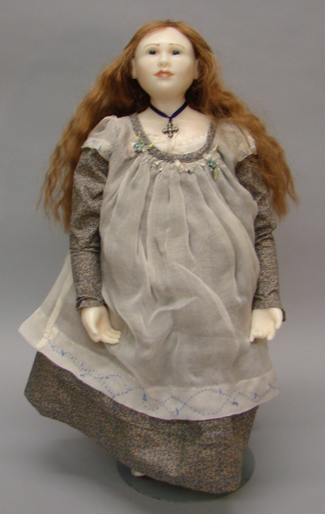 Appraisal: Unmarked wax lady doll Possibly English Wax shoulderhead lower arms