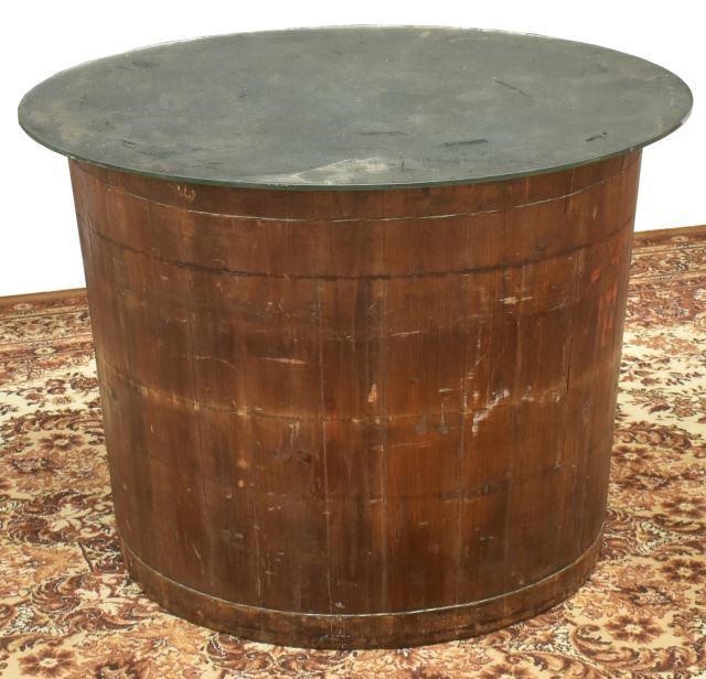 Appraisal: Wood stave barrel tub now fashioned as a side table