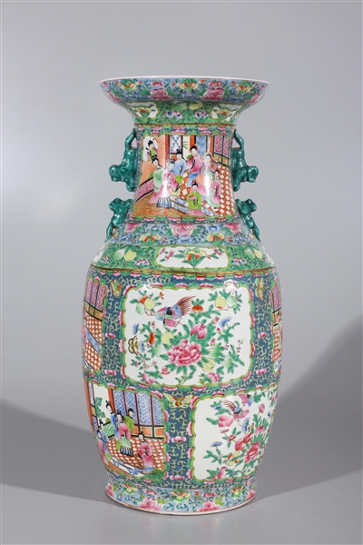 Appraisal: Chinese famille rose enameled porcelain vase with molded handles and