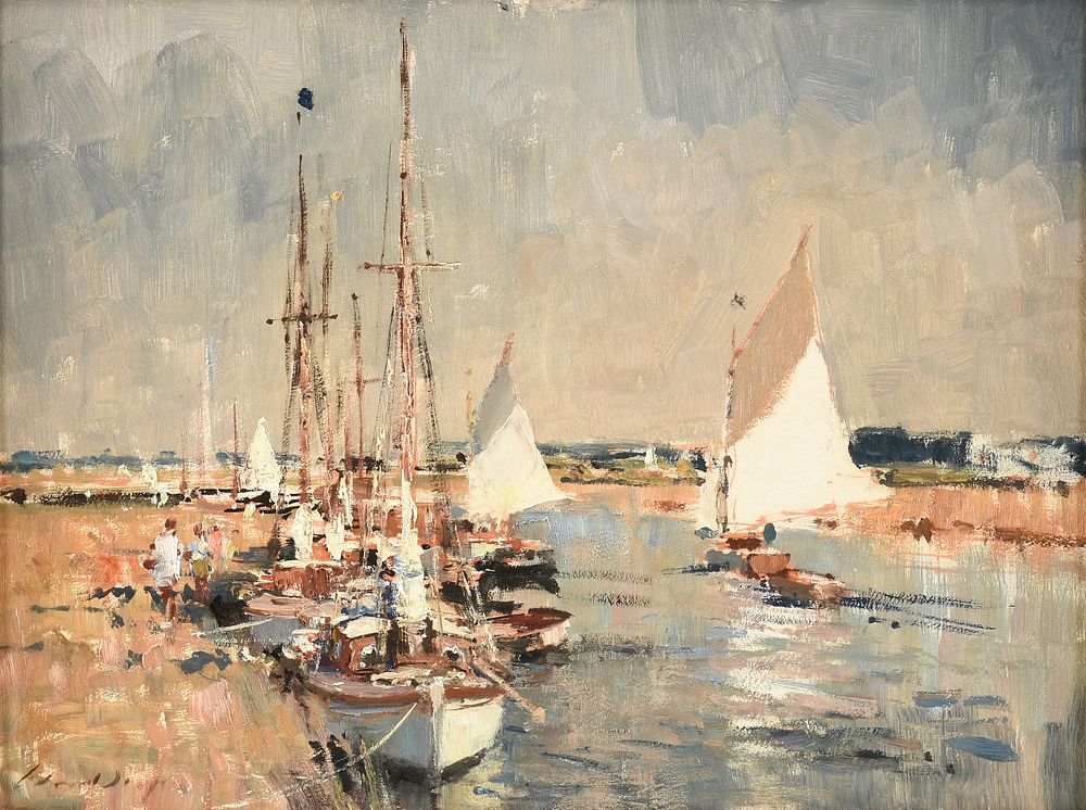 Appraisal: EDWARD SEAGO British - A PAINTING Yachts on the River