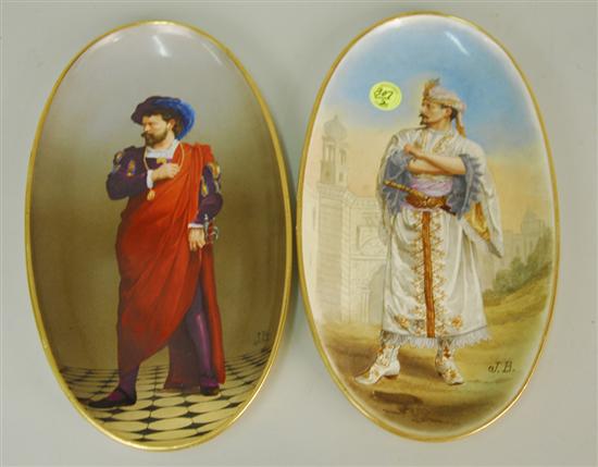 Appraisal: PAIR OF FRENCH OVAL PAINTED PORCELAIN DISHES H B Cie