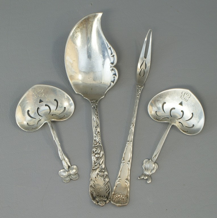 Appraisal: pcs Tiffany Co sterling silver Chrysanthemum jelly spoon Ware Edge