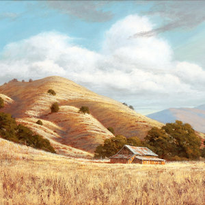 Appraisal: Mark Geller American b Barn in Golden Hills Oil on