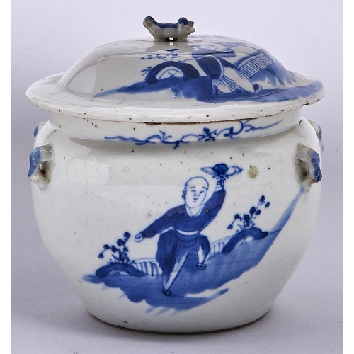 Appraisal: A Chinese blue and white globular bowl and low domed