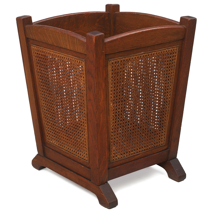 Appraisal: Stickley Brothers wastebasket tapered form with cane panels on a