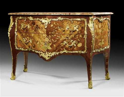 Appraisal: CHEST OF DRAWERS A FLEURS Louis XV stamped H HANSEN