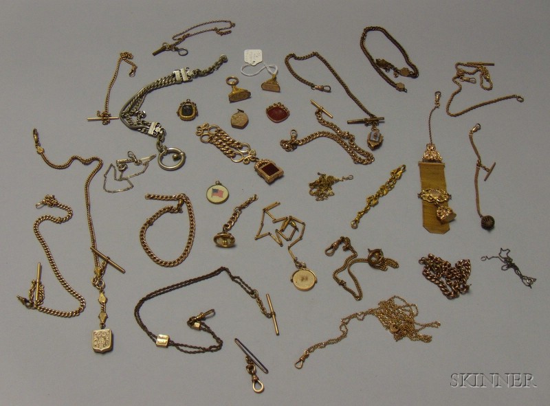 Appraisal: Group of Assorted Watch Chains and Fobs