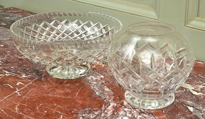 Appraisal: DIAMOND CUT CRYSTAL BOWLS