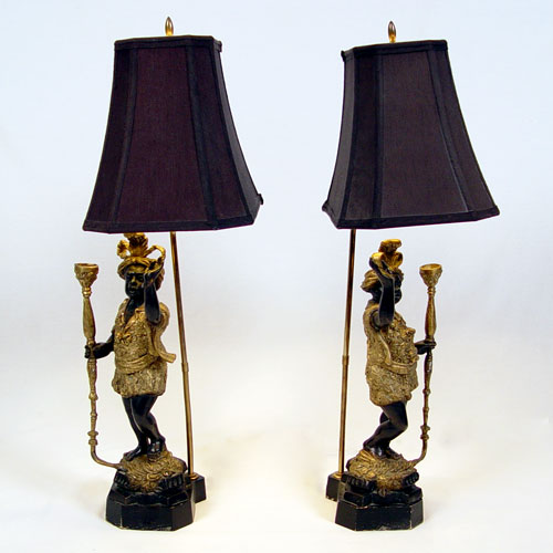 Appraisal: PAIR DECORATIVE BLACKAMOOR FIGURAL LAMPS Contemporary manufacture '' high Includes