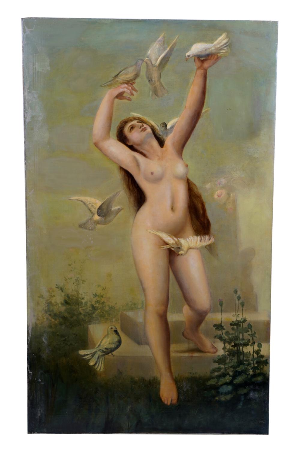 Appraisal: ASTLEY DAVID MIDDLETON COOPER NUDE WITH DOVES oil on canvas