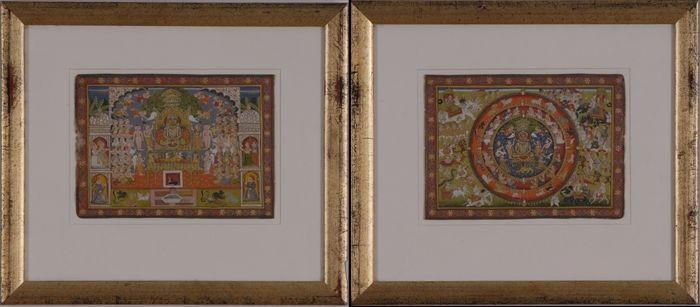 Appraisal: TWO ILLUSTRATIONS FROM JAIN ALBUM The one with figural concentric