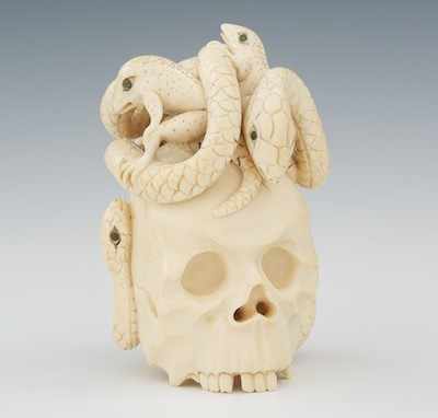 Appraisal: A Finely Carved Ivory Skull Signed Shibayama Meiji Carved human