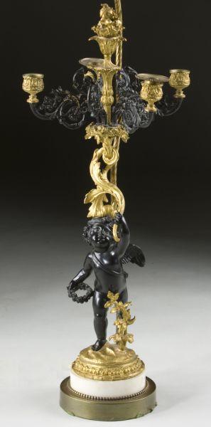 Appraisal: French Empire Style Candelabra mounted as a table lamp the