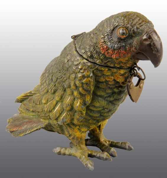 Appraisal: Lead Parrot Still Bank Description Manufactured in Europe Beautiful detail