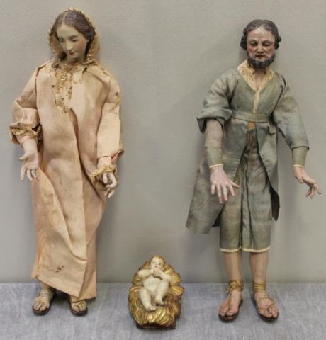 Appraisal: Two Excellent Antique Neopolitan Wood CrecheFigures With a later carved