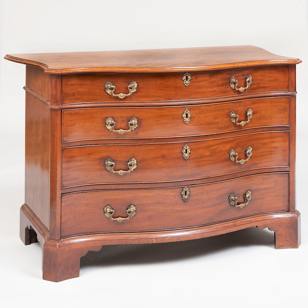 Appraisal: George III Mahogany Serpentine-Fronted Chest of Drawers Fitted with four