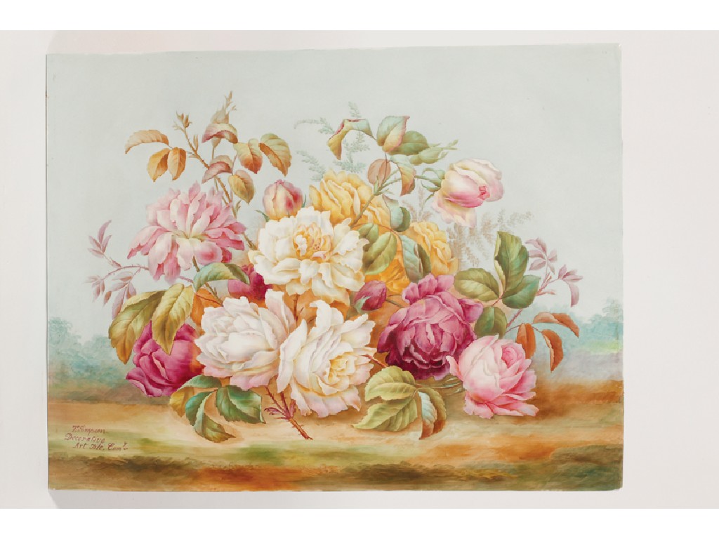 Appraisal: AN ENGLISH PORCELAIN RECTANGULAR PLAQUE painted in polychrome with a