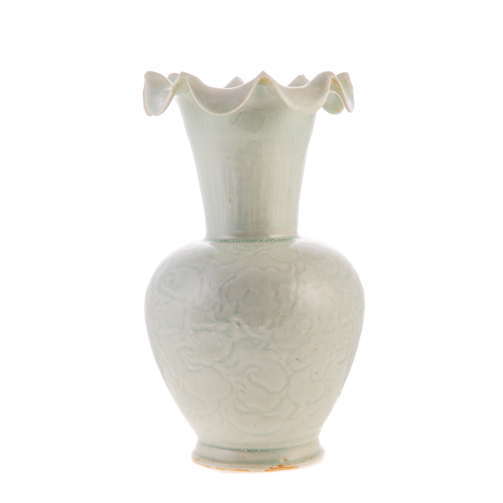 Appraisal: CHINESE SONG STYLE CELADON VASE Having flared top with scalloped