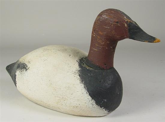 Appraisal: Canvas Back Duck Decoy th Century Tidewater Virginia Old second-generation