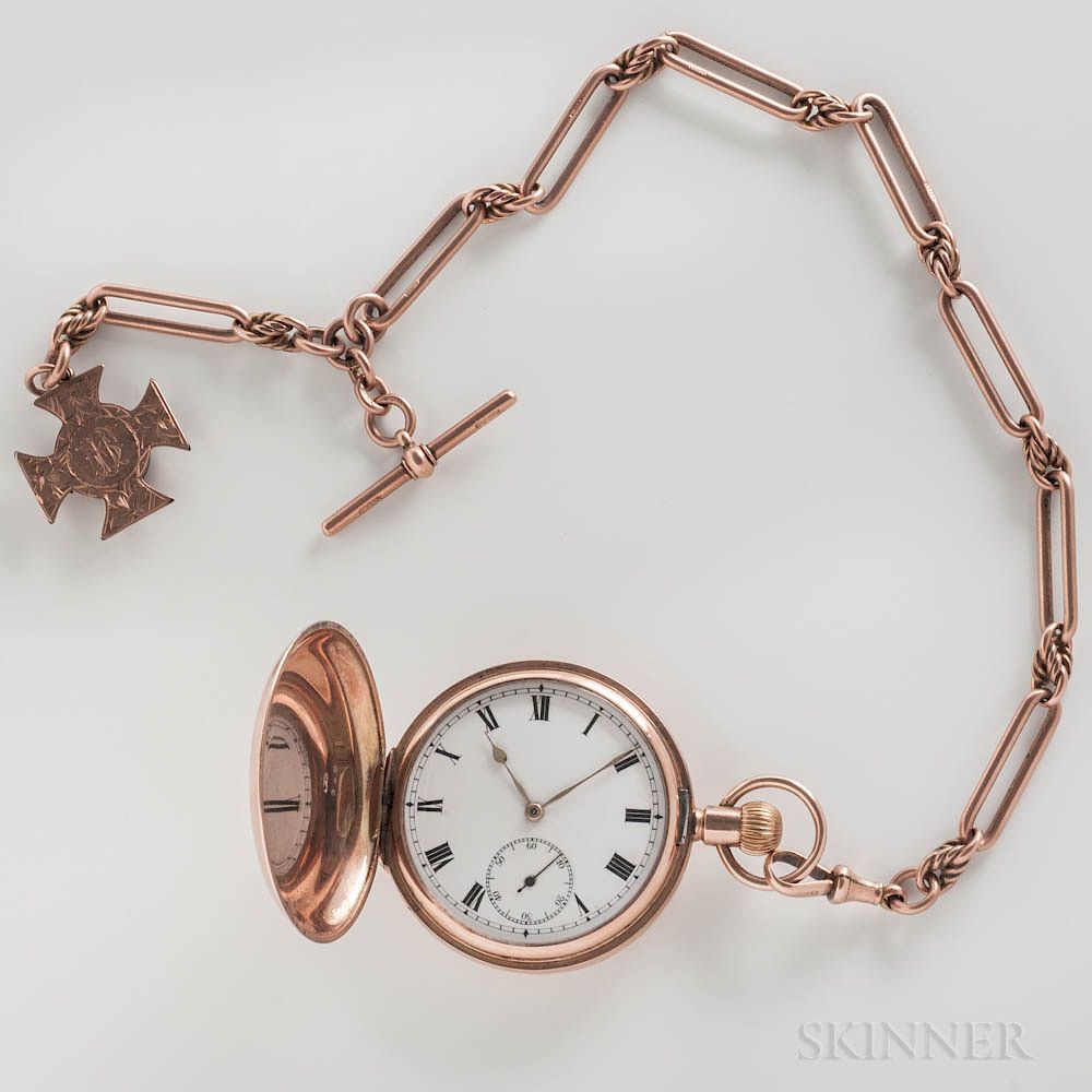 Appraisal: kt Rose Gold Hunter-case Watch and Chain kt Rose Gold