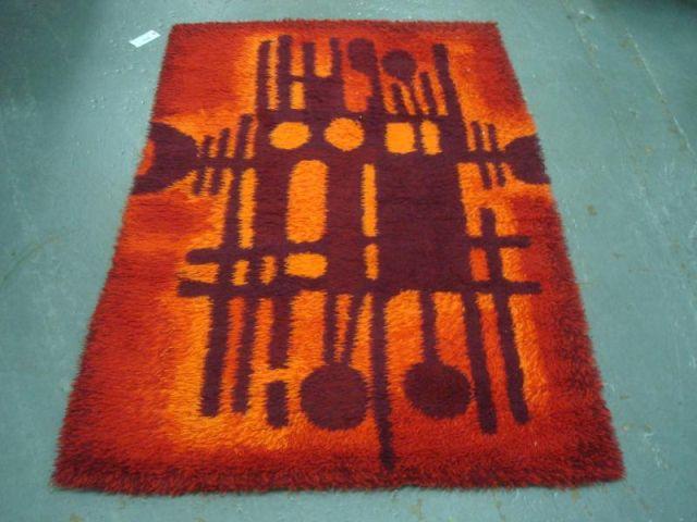 Appraisal: Midcentury Danish RYA Wool Rug Abstract design in shades of