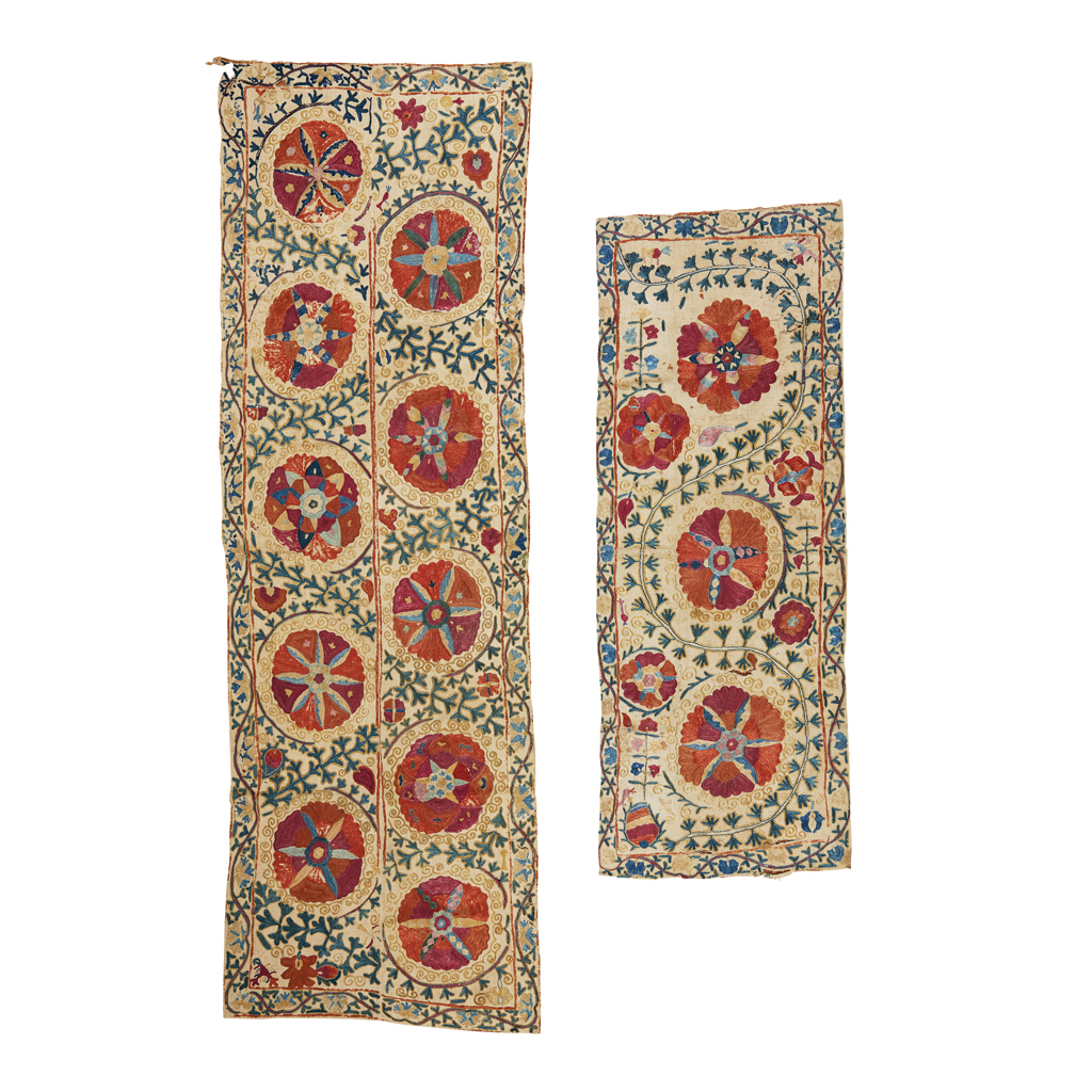 Appraisal: TWO SUSANI PANELS BUKHARA UZBEKISTAN LATE TH EARLY TH CENTURY