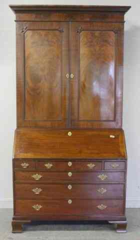 Appraisal: Georgian Mahogany Slant Front Secretary With exceptionally nice interior From