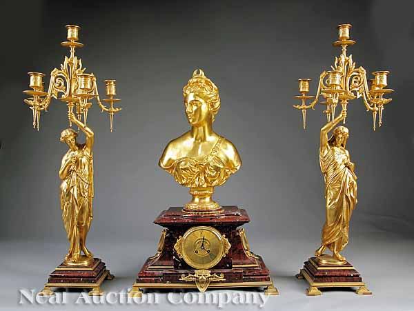 Appraisal: A Fine French Gilt Bronze and Rouge Griotte Marble Figural