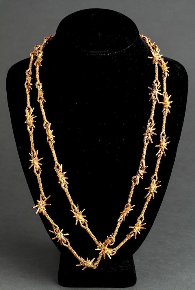 Appraisal: Boucher Gold-Tone Barbed Wire Two-Strand Necklace Boucher gold-tone barbed wire