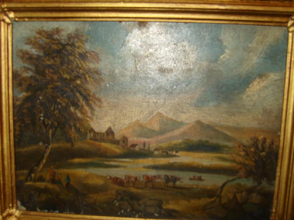 Appraisal: A th century oil painting on board of mountainous landscape