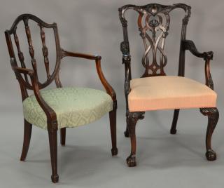 Appraisal: Two piece lot to include a Federal style mahogany armchair