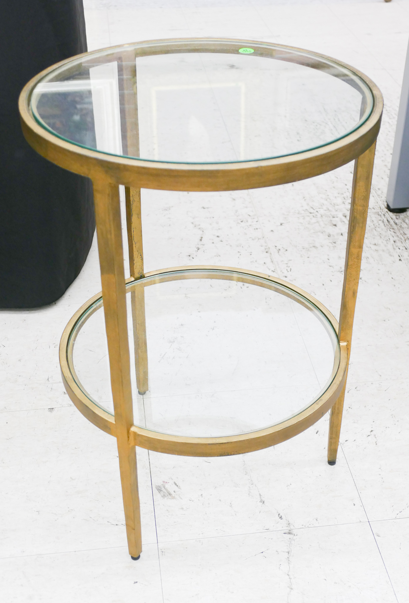 Appraisal: Contemporary Brass Glass Top Round Stand ''x ''