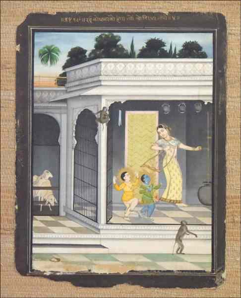 Appraisal: INDIAN GOUACHE DEPICTING FIGURES AND MONKEYS AT PLAY Gouache and