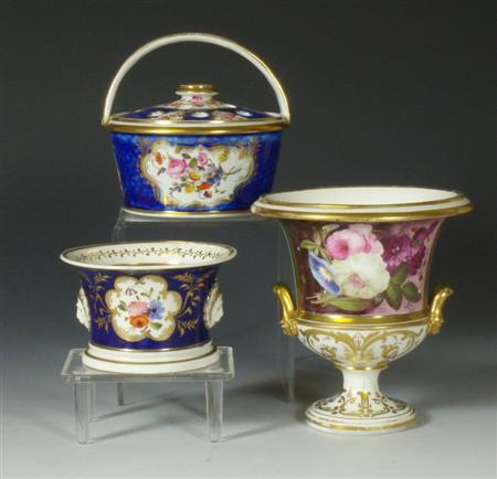 Appraisal: A Rockingham porcelain inkwell circa - with painted floral decoration