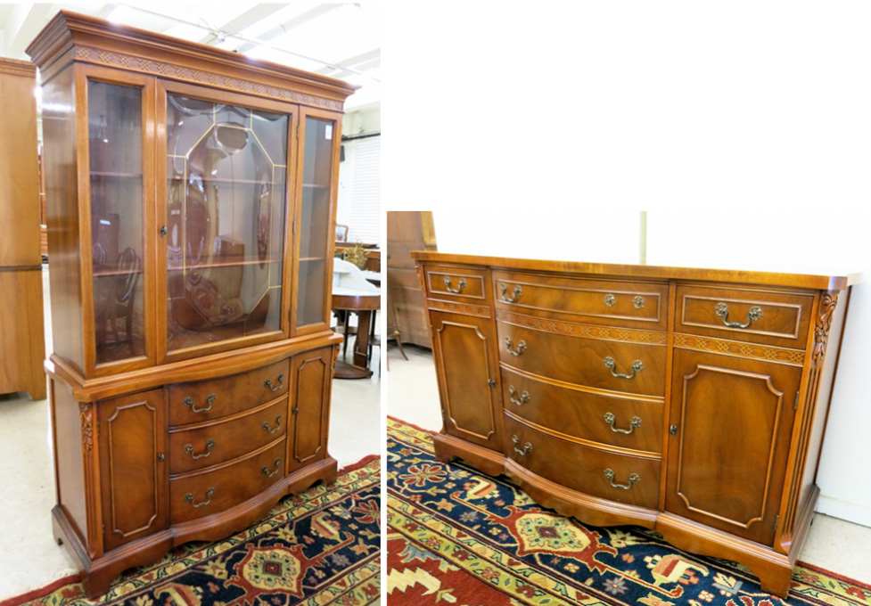 Appraisal: FEDERAL STYLE MAHOGANY CHINA CABINET AND MATCHING BUFFET American mid-