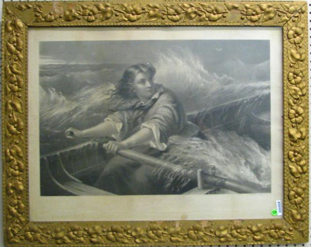 Appraisal: Antique lithograph of engraving entitled 'Grace Darling' engraved by Zobel