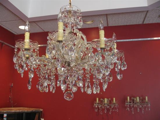 Appraisal: A German Crystal Chandelier and Wall Sconces by Endler Co