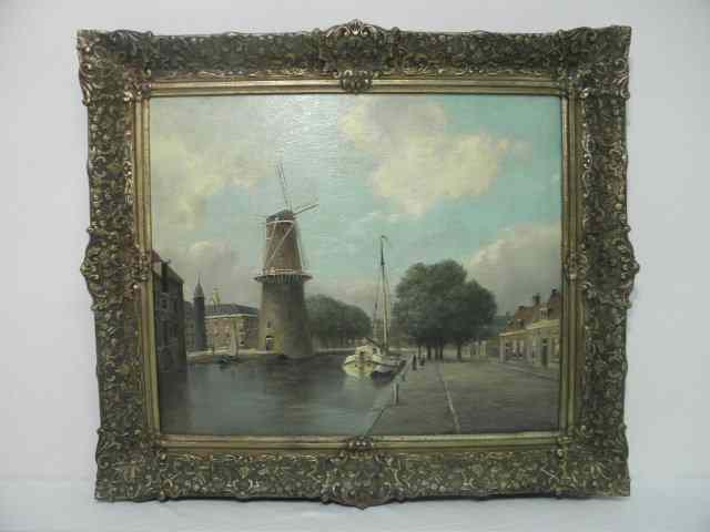 Appraisal: Dutch oil on canvas painting by Jan Van Der Linde